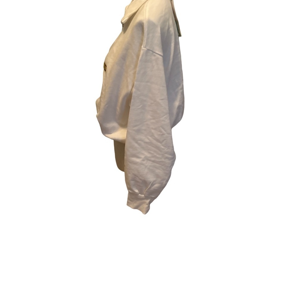 Zara Women’s Embroidered Graphic Print White Quarter-Zip Sweatshirt Size Medium - Picture 4 of 4